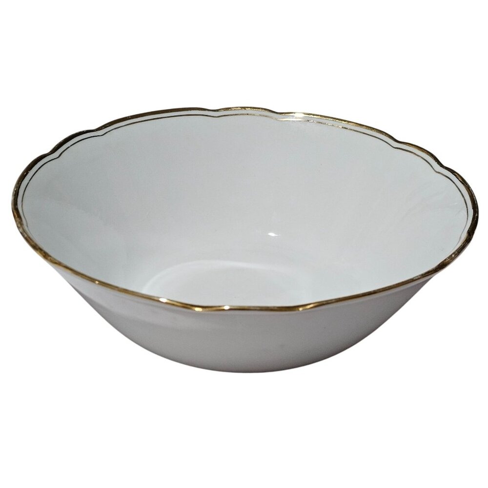 Bavaria Regency Serving Bowl 8.5" scallop edge gold trim Germany vtg Winterling